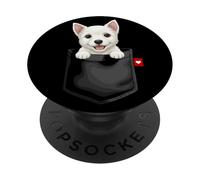 West Highland White Terrier Cane in tasca che sbircia cane carino PopSockets PopGrip Adesivo