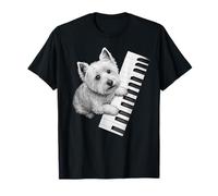 West Highland White Terrier che suona il pianoforte pianista amante dei cani Maglietta