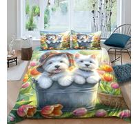 West Highland White Terrier Copripiumino 3D Stampato Per Camera Da Letto Carino cane Morbida Microfibra,Set Completo Con Federe Cuscino,Regalo Perfetto Per Occasioni Speciali,Double（200x200cm）