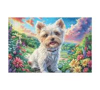 West Highland White Terrier Flower Field Cute Pet Wildlife Wild Nature Puzzle 1000 Pezzi Rompicapo Esclusivo Limitato Edizione Limitata Per Collezionisti Alta Qualità Stampa Pezzi Precisi Regalo Spec