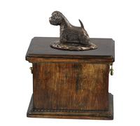 Urna commemorativa in legno massiccio West Highland White Terrier per le ceneri