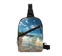 West Indian - Borsa a tracolla con lamantini stampati, per uomini e donne, pieghevole, per attività all'aria aperta, Spiaggia Sunny Wave, One Size, Zaino casual