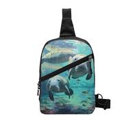 West Indian - Borsa a tracolla con lamantini stampati, per uomini e donne, pieghevole, per attività all'aria aperta, Manate dell'India Occidentale, One Size, Zaino casual
