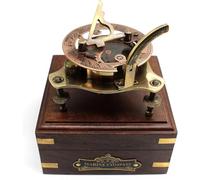 West London - Bussola in ottone con meridiana da 10,2 cm, realizzata a mano, in scatola di legno di alta qualità, antica bussola con meridiana tascabile, bella bussola fatta a mano per escursioni