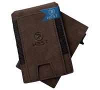WEST® - NEW Portafoglio Uomo Slim con Chiusura FLIP - Porta Carte di Credito Uomo Piccolo fino a 10 carte e RFID Anticlonazione - Design con meccanismo a Scorrimento e Scatola Regalo Uomo