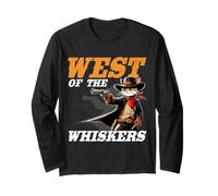 West Of The Whiskers Cowboy Cat Maglia a Manica