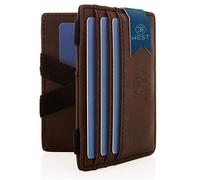 WEST - Portacarte di Credito da Uomo con Portamonete + Confezione Regalo - Portafoglio Uomo RFID Compatto Super Resistente - Porta Carte di Credito (Marrone-Nero)
