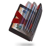 WEST - Portacarte di Credito da Uomo con Portamonete + Confezione Regalo - Portafoglio Uomo RFID Compatto Super Resistente - Porta Carte di Credito (Nero-Rosso)