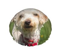 West Terrier Dog Pattern Cuffia da doccia Donna Cappucci per capelli lunghi riutilizzabili con fascia elastica Cappello da doccia a doppio strato per adulti Bambini