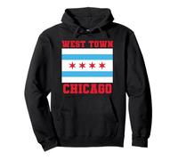 West Town Chicago Illinois Flag Loop 773 312 Deep Dish Pizza Felpa con Cappuccio