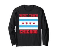 West Town Chicago Illinois Flag Loop 773 312 Deep Dish Pizza Maglia a Manica