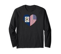 West VA and USA Flags: Heart Shaped Unity Maglia a Manica