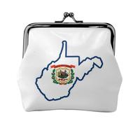 West Virginia Bandiera dello Stato Mappa Stampato Microfibra PU Portafoglio Kiss Lock Mini Pouch per Rossetto Key Change Organization