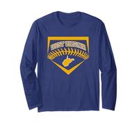 West Virginia Baseball Shield Art WV Travel Team giocatore di palla Maglia a Manica