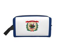 West Virginia - Beauty case da viaggio leggero con stampa bandiera dello Stato della Virginia Occidentale, grande capacità, con cerniera, per cosmetici, bianco, Taglia unica