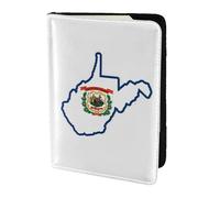 West Virginia - Custodia per passaporto con stampa mappa della bandiera dello stato del West Virginia, custodia per carte e documenti