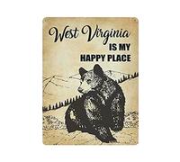 West Virginia Is My Happy Place Targa in metallo Targa in metallo stile vintage Poster da parete per la casa Bar Cafe Cucina Garage Giardino Farm Room Man Cave Decor Novità Regali di compleanno per fa