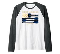 West Virginia Remi da canottaggio bandiera USA stile squadra grafica equipaggio Maglia con Maniche Raglan