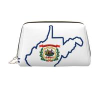 West Virginia State Flag Map Printed Handheld Makeup Case, spazioso organizer per articoli da toeletta progettato per pennelli e articoli da toeletta, Oro, One Size
