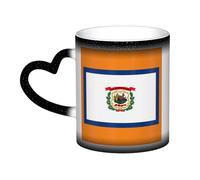 West Virginia State Flag Print Mystical Colour Changing Mug, tazza termica da nero a bianco, per caffè, tè, casa ufficio
