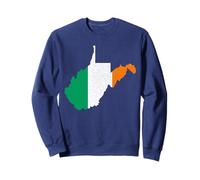 West Virginia State Map bandiera irlandese giorno di San Patrizio Felpa