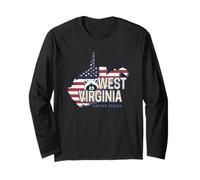 West Virginia Stati Uniti con Mappa Vintage USA Souvenir Maglia a Manica