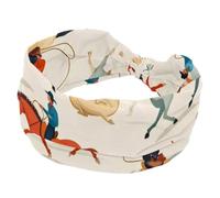 West Wild Cowboys - Fascia per capelli da uomo, motivo vintage, turbante, larga, antiscivolo, elastica, per yoga, allenamento, morbida bandana