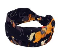 West Wild - Fascia elastica per capelli da uomo, con cavalli, nera, larga, antiscivolo, per yoga, allenamento, palestra, corsa, fitness, sport