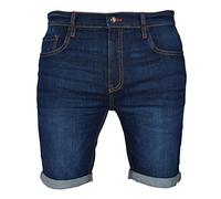 WestAce - Pantaloncini cargo in denim elasticizzato da uomo, in jeans Spandex, aderenti, lunghezza a metà gamba Blu Dark Blue