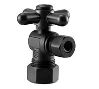 Westbrass A105BX-62 Valvola di arresto angolare con maniglia a croce da 1/4 di giro, 5/8" x 3/8" OD, nero opaco