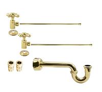 Westbrass A1838L-01 Freestanding piedistallo Sink rubinetto linea di alimentazione Riser con P-Trap, flange e maniglie trasversali, ottone lucido