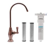 Westbrass CO129-11 - Kit rubinetto per erogatore di acqua fredda con manico a 1 leva, 10 pollici, con unità filtrante in linea sotto il lavandino e cartucce di ricambio, in rame antico