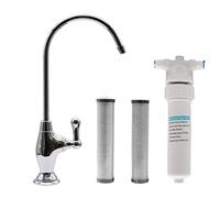 Westbrass CO129-26 - Kit rubinetto per erogatore di acqua fredda con manico a 1 leva, 10 pollici, con unità filtrante in linea sotto il lavandino e cartucce di ricambio, cromato lucido