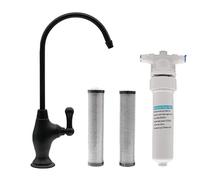Westbrass CO129-62 - Kit rubinetto per erogatore di acqua fredda con manico a 1 leva, 10 pollici, con unità filtrante in linea sotto lavello e 2 cartucce di ricambio, nero opaco