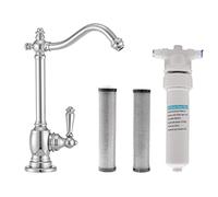 Westbrass CO130-26 - Kit rubinetto per erogatore di acqua fredda con maniglia a 1 leva, 22,9 cm, con unità filtrante in linea sotto il lavandino e cartucce di ricambio, cromato lucido