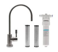 Westbrass CO131-20 - Kit rubinetto per erogatore di acqua fredda con manico a 1 leva, 28 cm, con unità filtrante in linea sotto lavello e 2 cartucce di ricambio, in acciaio inossidabile
