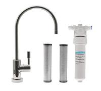 Westbrass CO131-26 - Kit di erogazione di acqua fredda con manico a 1 leva, 28 cm, con unità filtrante in linea sotto lavello e 2 cartucce di ricambio, cromato lucido