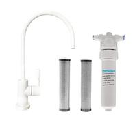 Westbrass CO131-50 - Kit rubinetto per erogatore di acqua fredda con manico a 1 leva, 28 cm, con unità filtrante in linea sotto il lavandino e cartucce di ricambio, colore: bianco