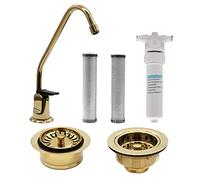 Westbrass CO133-01 8 "Touch-Flo Style Pure Cold Water Dispenser Kit rubinetto con filtro, 2 cartucce di ricambio, filtro per lavello da cucina e set di rifiniture per smaltimento, ottone lucido