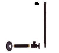 Westbrass D103K12-6-12 1/2" IPS x 3/8" OD x 12" Corrugated Riser Line Kit con maniglia rotonda Angolo di alimentazione Valvola di intercettazione per rubinetto e WC, Bronzo lucidato ad olio