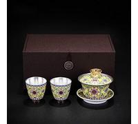 WESTCH Set di Tazze da tè in Ceramica d'Argento Fu Cinese Vecchio Set Tradizionale di Articoli da tè per caffè con Acqua Calda per Regali per Adulti e Donne (Colore : Royal Blue Dimensioni : Gratu