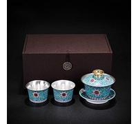 WESTCH Set di Tazze da tè in Ceramica d'Argento Fu Cinese Vecchio Tradizionale Set di Articoli da tè per caffè con Acqua Calda per Regali Adulti Donne (Colore : Royal Blue Dimensioni : Gratuito) (