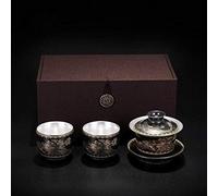 WESTCH Set di Tazze da tè in Ceramica d'Argento Fu Cinese Vecchio Tradizionale Set di Articoli da tè per caffè con Acqua Calda per Regali Adulti Donne (Colore: Blu Reale Dimensioni: Gratuito) (Lig