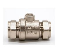 Westco WRAS 22 mm C x C - Valvola di isolamento cromata a foro completo, raccordo a compressione per sistemi di acqua calda e fredda