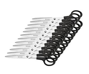 Westcott 31170 00 - Forbici da ufficio, con lama inossidabile, manico in plastica rossa, 18 cm, 12 pezzi