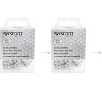 Westcott E-10501 00 - Spilli a testa tonda, diametro 5 mm, lunghezza 16 mm, 100 pezzi, colore: Bianco (Confezione da 2)