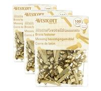Westcott E-10592 00 clip per sacchetto, 100 pezzi, in ottone, 13 mm, con testa tonda, clip a testa tonda per ufficio e fai da te (Confezione da 3)
