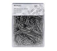 Westcott E-10643 00 - Graffette per carta, 1200 pezzi, 26 mm, pratica scatola di plastica, zincate, per ufficio e casa