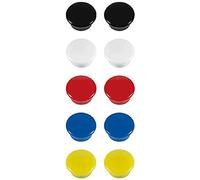 WestcoTT E-10806 00 - Magneti adesivi, 15 mm, rotondi, 2 x bianchi, nero, rosso, blu, giallo, 10 pezzi