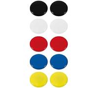 WESTCOTT E-10822 00 - Magneti adesivi, confezione da 10 pezzi, 30 mm, rotondi, 2 x bianchi, nero, rosso, blu, giallo, 2 x bianco